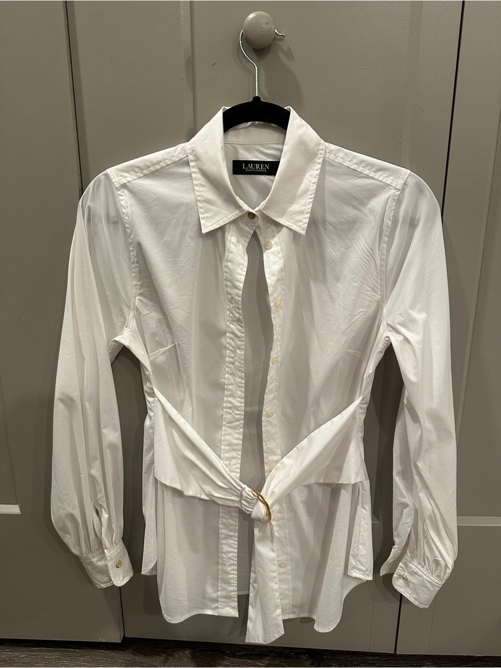 Lauren Ralph Lauren White Tie-Waist Button-Down Shirt - Picture 7 of 7
